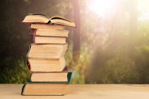 Stack of books under the sun